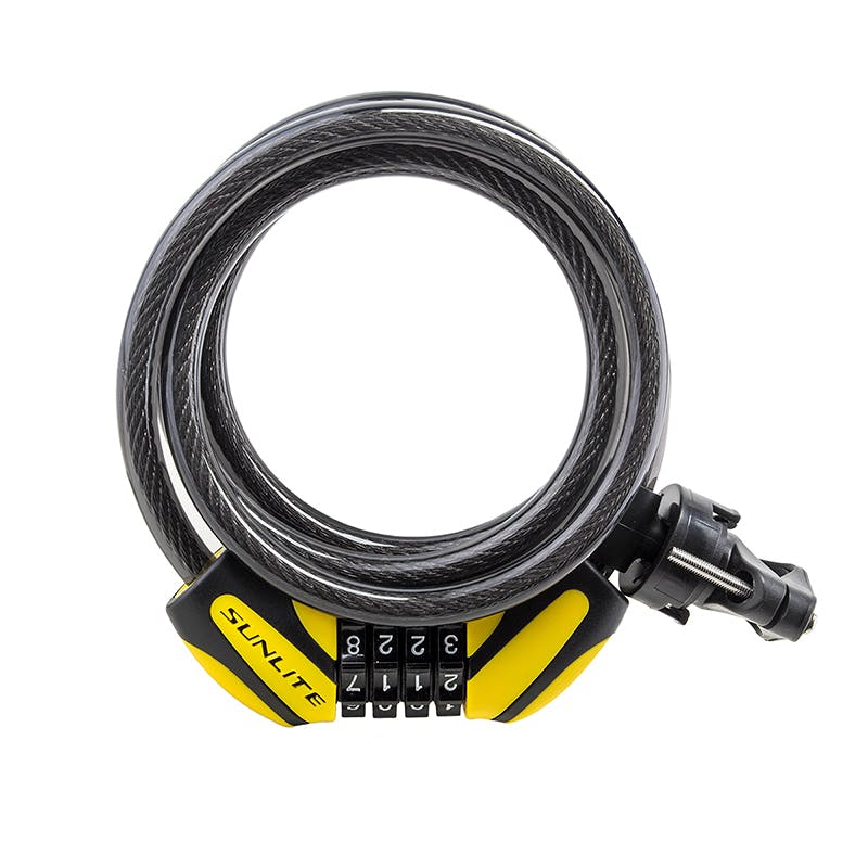 MTB/Mt Bike Lock SunLite Cable 12mm x 6 Foot Combination Lightshld Black 