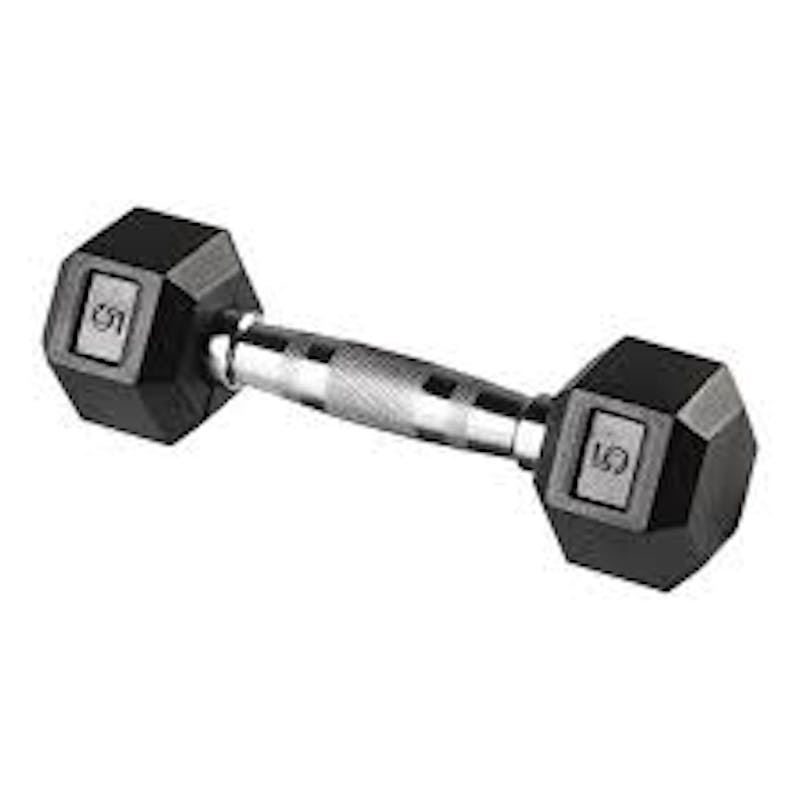 New 5LB RUBBER HEX Exercise & Fitness / Dumbbells