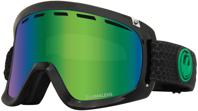 New DRAGON D1 OTG ALTERNATIVE FIT SPLIT LUMALENS GREEN ION Ski Goggles