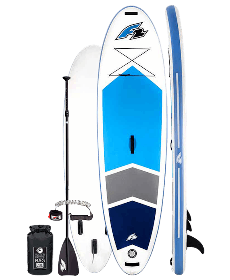 New F2 TEAM 10.5\' WHITE/BLUE STAND INFLATABLE iSUP PADDLEBOARD UP Paddleboards