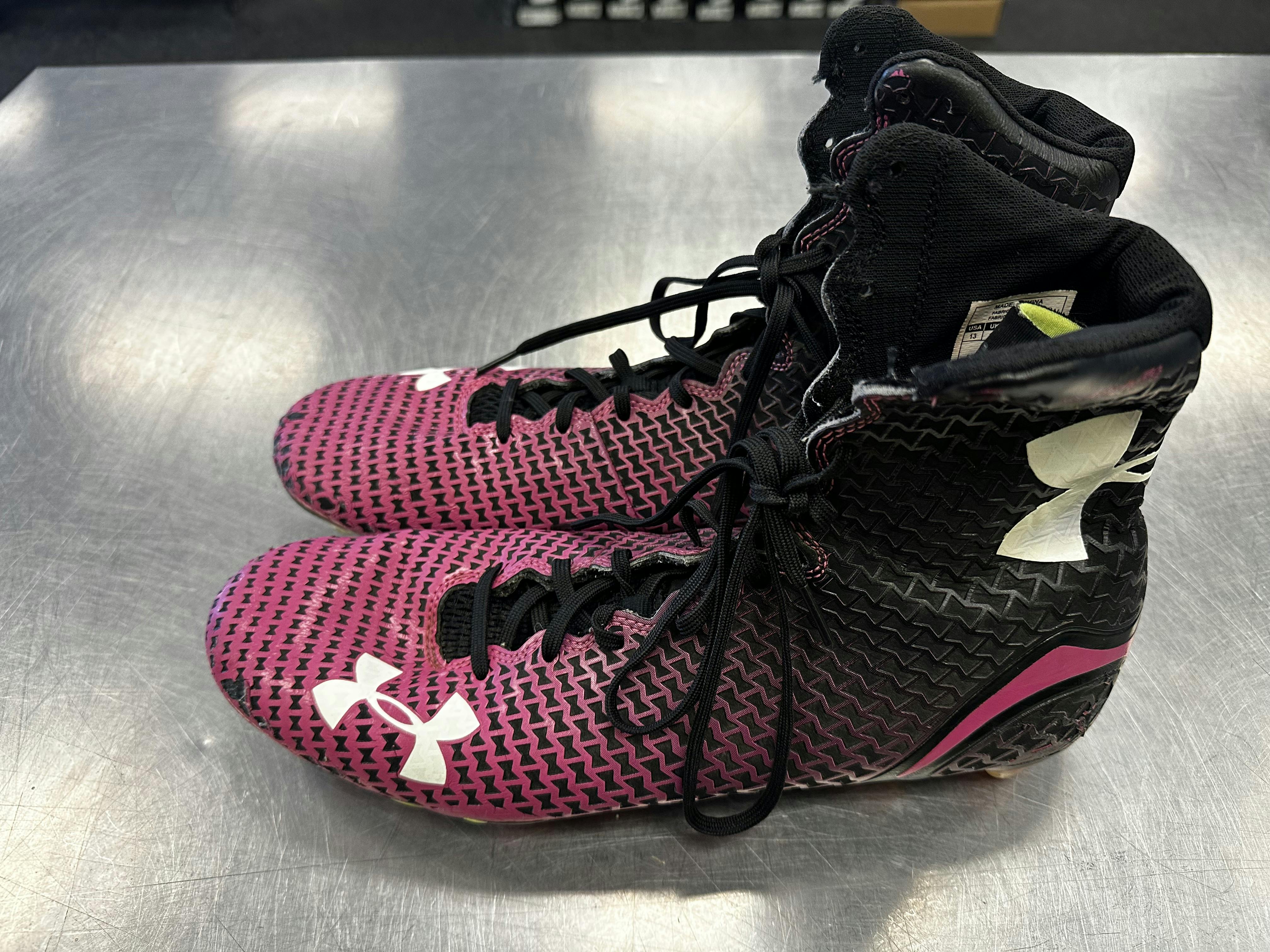 pink under armour highlight football cleats