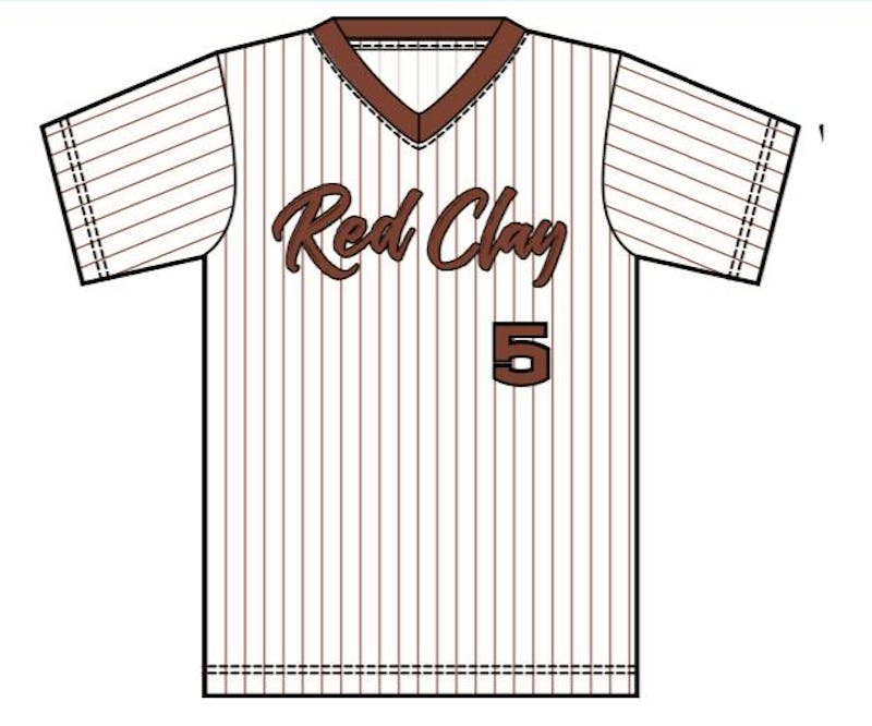 New RED CLAY FULLBUTTON PINSTRIPE JERSEY Baseball and Softball Tops
