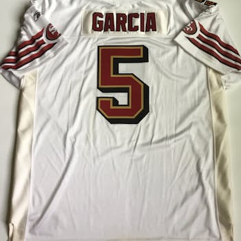 2002-03 SAN FRANCISCO 49ERS GARCIA #5 REEBOK ON FIELD JERSEY (ALTERNAT -  Classic American Sports