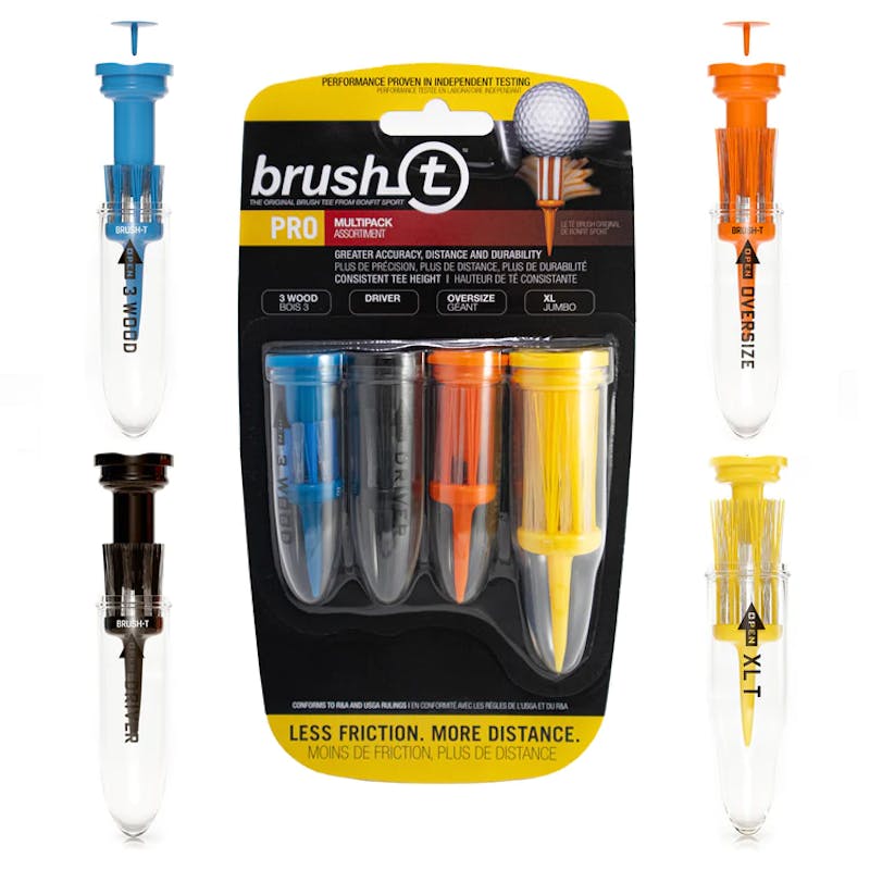 New BRUSH-T Pro Combo 4 Pack Premium Plastic Golf Tees