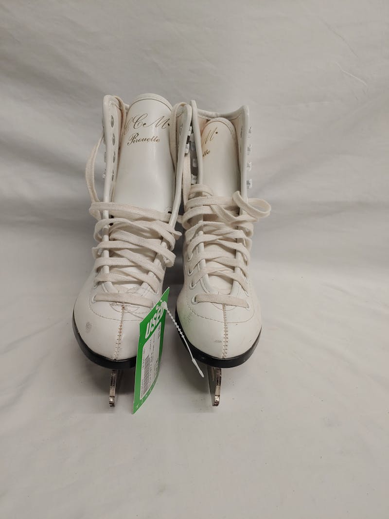 LANGE Classic Women's White Figure Skating Ice Skates Made in Canada USA  Size 7N