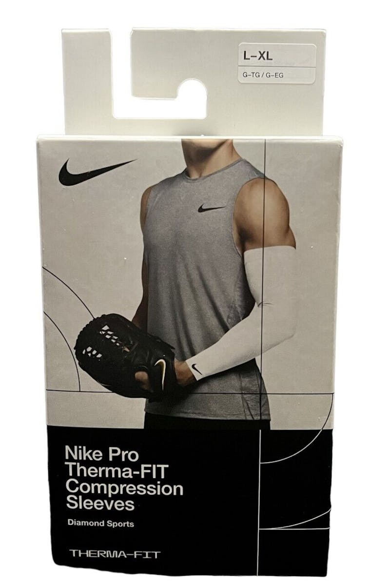 New Nike Pro Therma-Fit Compression 2-Pack Sleeves WH/BK L/XL