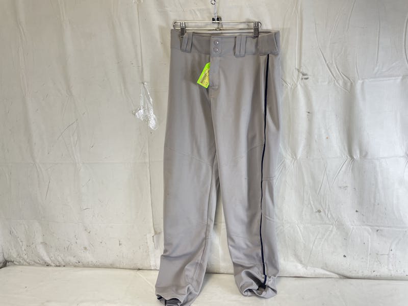 Used Alleson YOUTH XL Open Bottom Piped Baseball Pants Gry/Nvy