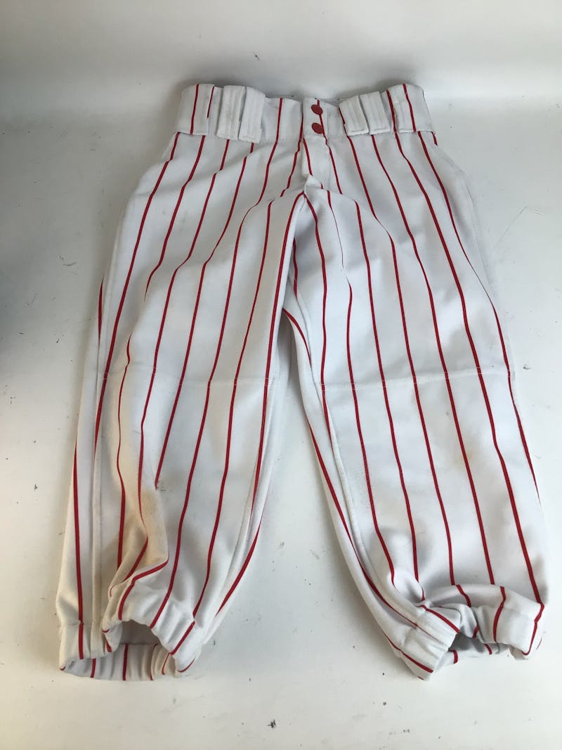 Used Alleson YOUTH MED RED STRIPED CUFFED BB PANTS MD Baseball and Softball  Bottoms Baseball and Softball Bottoms