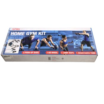 SPRI Home Gym Essentials Kit, Includes Jump Rope, Push-up Bars, Ab