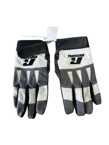 Russell deals football gloves